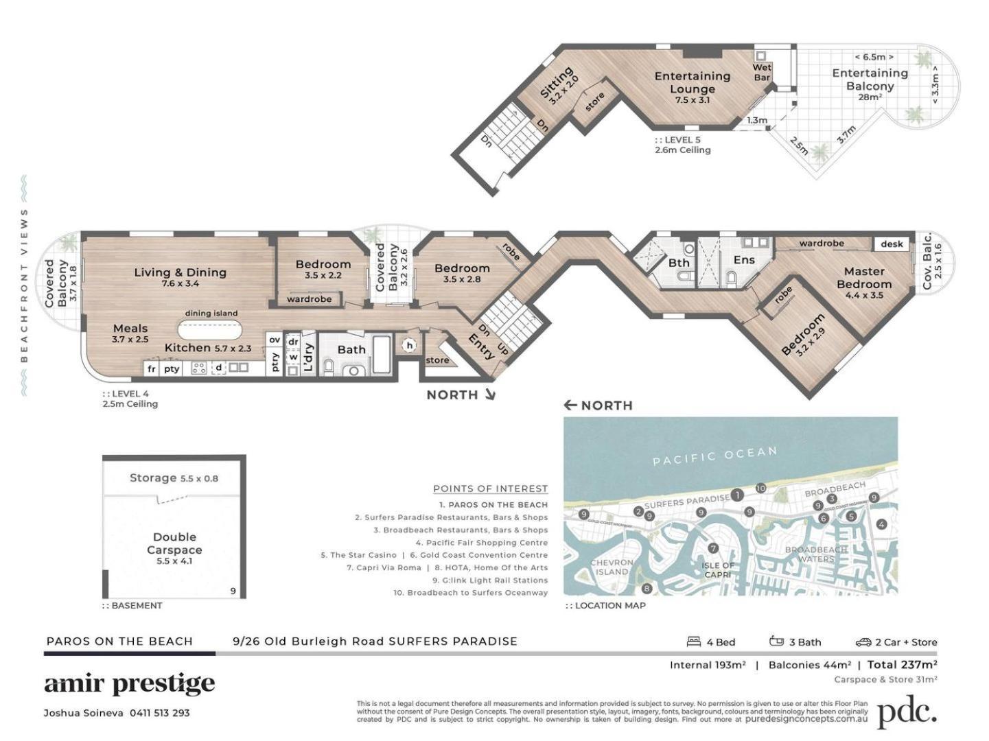 4 Bedroom Multi Level Beachfront - Q Apartment *
